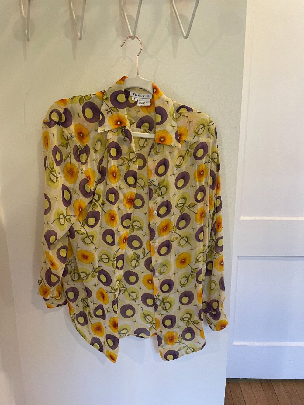 Vintage Tracy M Silk Printed Button Down